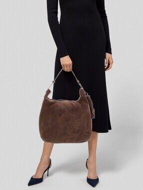 MICHAEL KORS Sonny Suede Medium Hobo Bag in 'Chocolate' Gold Hardware 🔥🥵